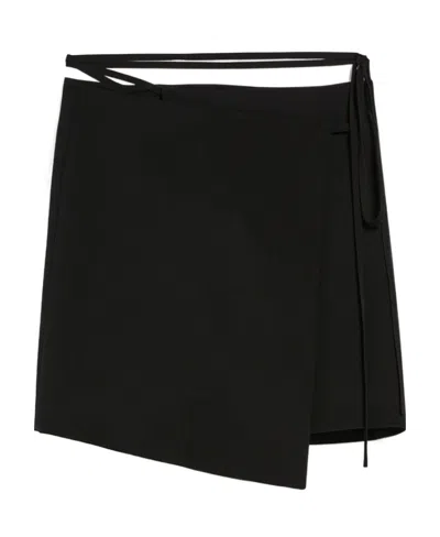 Sportmax Wool-wrapped Skirt In Black