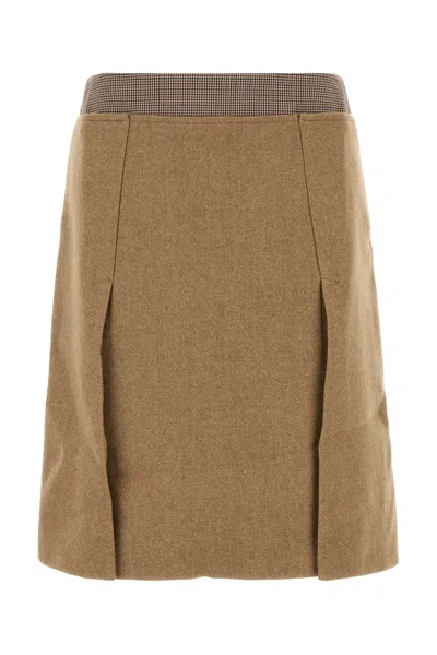 Sportmax Wool-blend Pleated Skirt In Brown