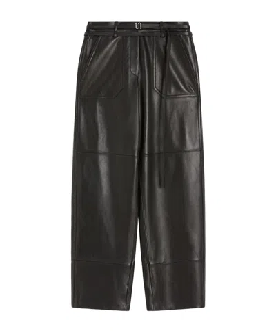 Sportmax Work Leather Pants In Black
