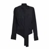 Sportmax Wrap V-neck Bodysuit With Tie Collar In Black