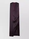 Sportmax Wraparound Satin Dress Side Slit In Purple