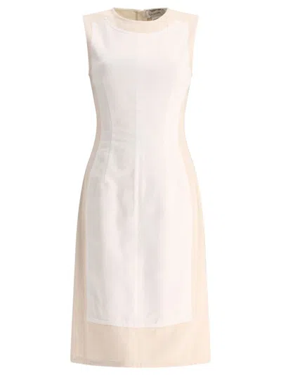 Sportmax "yang" Double-colour Sleeveless Dress In White