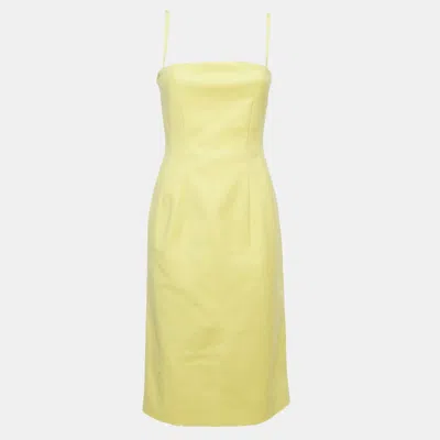 Sportmax Yellow Cotton Bustier Midi Dress