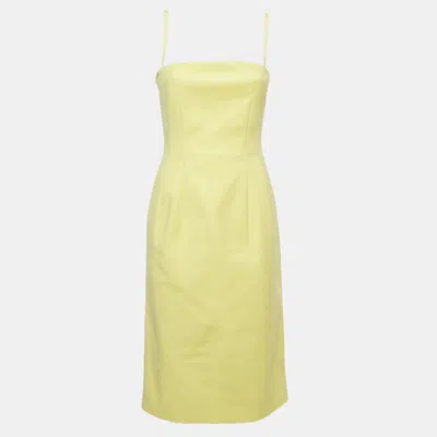 Pre-owned Sportmax Yellow Cotton Bustier Midi Dress M