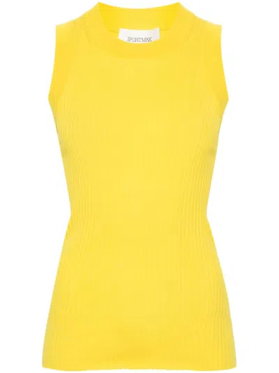 SPORT MAX YELLOW RIBBED COTTON TANK TOP