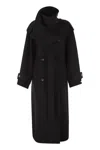 Sportmax Yole - Double Trench Coat In Pure Wool In Black