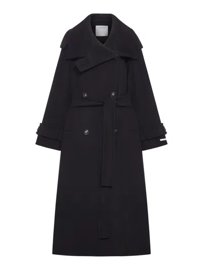 Sportmax Yole Trench Coat In Pure Wool Double In Black