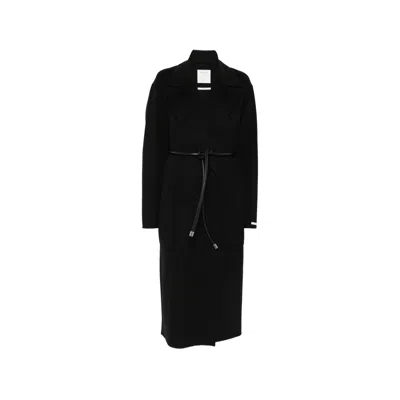 Sportmax Zannata Belted Notch-lapel Coat In Black