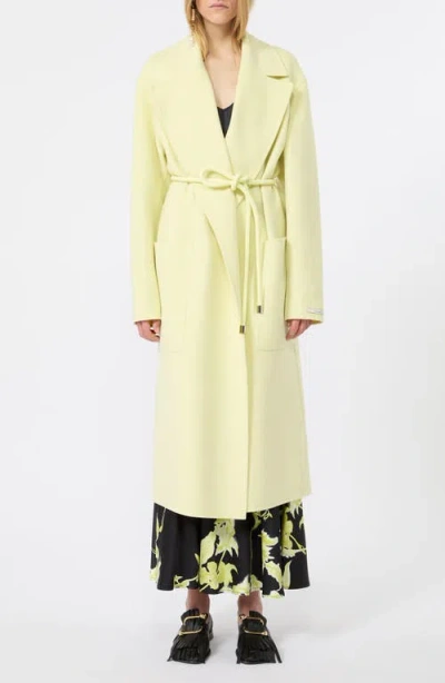 Sportmax Zannata Belted Vigin Wool Trench Coat In Yellow