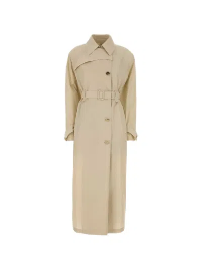 Sportmax Sand Cupro Blend Zavorra Trench Jacket In Neutral