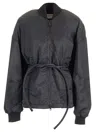 Sportmax Zebu Hourglass Pufer Jacker Eco Leather Belt Coats Black In Black