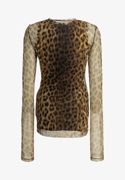 Sportmax Zebu Leopard Print Tulle Top In Multi