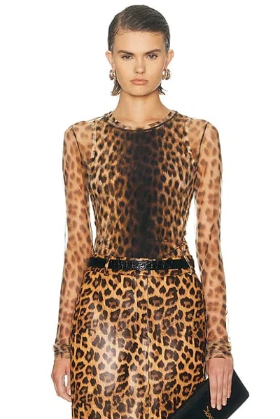 Sportmax Bi-material Animalier Top Tops Animalier In Animal Print