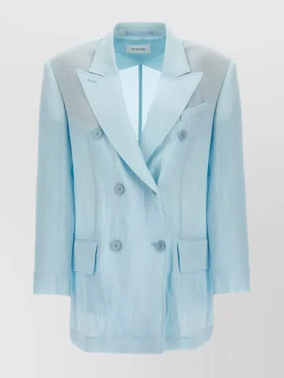 Sportmax Zelig Crinkled-finish Blazer In Light Blue