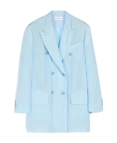 Sportmax Zelig Crinkled-finish Blazer In Blue