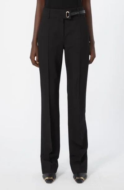Sportmax Zip Cuff Stretch Twill Straight Leg Pants In Black