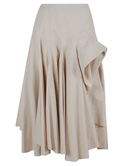 Sportmax Zip Detailed Pleated Skirt In White