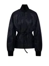 Sportmax Zebu Hourglass Pufer Jacker Eco Leather Belt Coats Black In Black