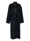 Sportmax Belted Long Coat Featuring Leather Collar In Black