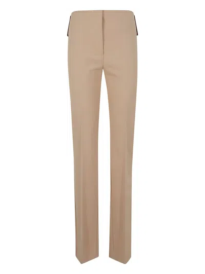 Sportmax Trousers With Front Crease And Side Slits In Neutral