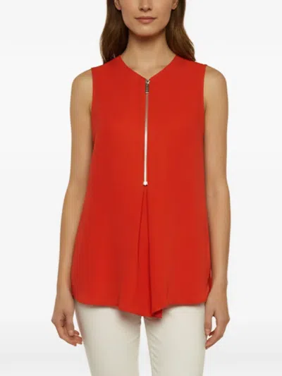 Pre-owned Sportmax Zip-up Sleeveless Blouse In Orange