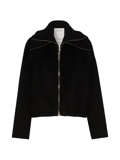 Sportmax Zip-up Wool Jacket In Black