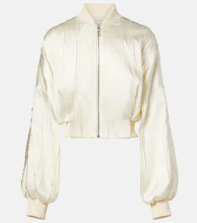 Sportmax Zorro Cropped Bomber Jacket In White