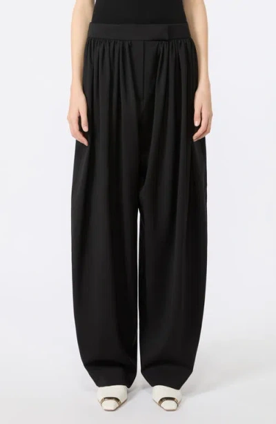 Sportmax Zorro Virgin Wool Wide Leg Pants In Black