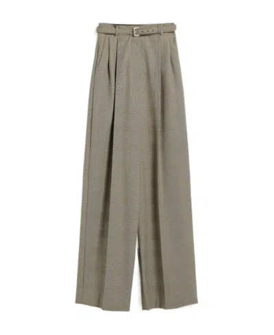 Sportmax Belted Straight Leg Trousers In Gray