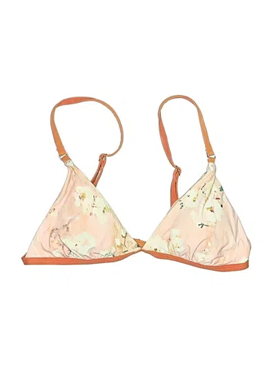 Pre-owned Sports Illustrated Swimsuit Top Tan Floral Pattern Swimwear