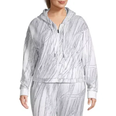 Sports Illustrated Womens Long Sleeve Fleece Zipper Active Plus Hoodie In White