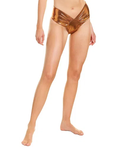 Sportsillustrated Swim Sports Illustrated Swim High-leg Ruched Bikini Bottom In Brown