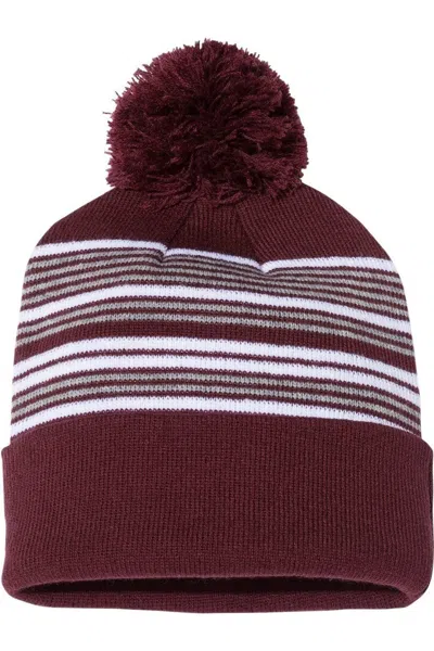 Sportsman 12 Striped Pom-pom Knit Beanie