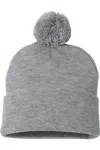 Sportsman Pom-pom 12 Knit Beanie In Grey