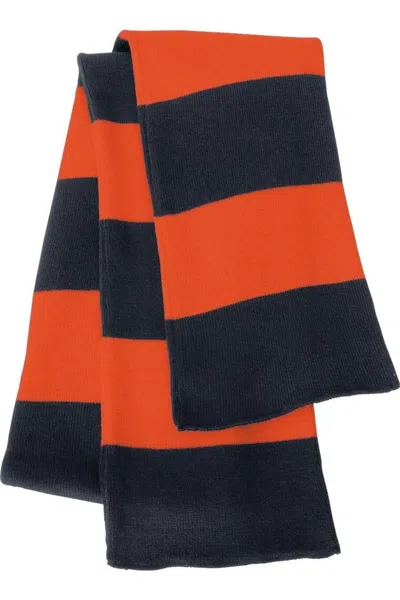 Sportsman Rugby-striped Knit Scarf In Red