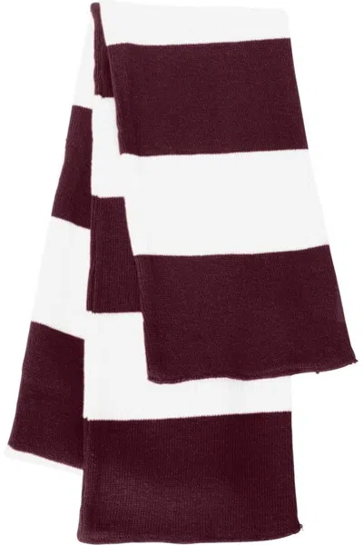 Sportsman Rugby-striped Knit Scarf In Red