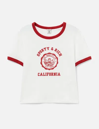 Sporty &amp; Rich California Emblem Soft Ringer Tee In White