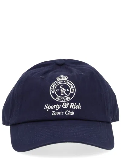 Sporty &amp; Rich Crown Tennis Baseball Cap In Blue