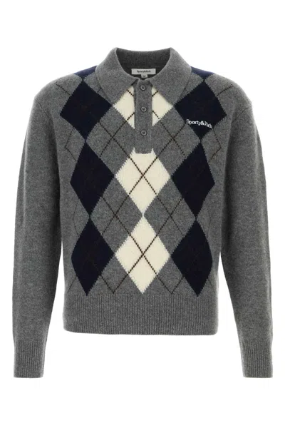 Sporty &amp; Rich Dark Grey Cashmere Blend Polo Shirt In Gray