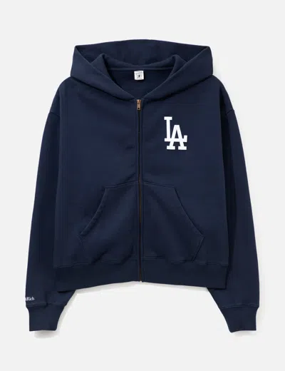 Sporty &amp; Rich La Serif Zip Hoodie In Blue/蓝色/藍色/블루/ブルー