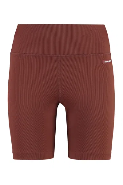 Sporty &amp; Rich Logo Print Shorts In Brown