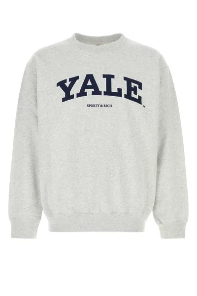 Sporty &amp; Rich Melange Grey Cotton Sweatshirt In Gray