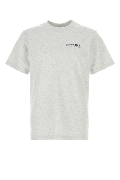 Sporty &amp; Rich Melange Grey Cotton T-shirt In Gray