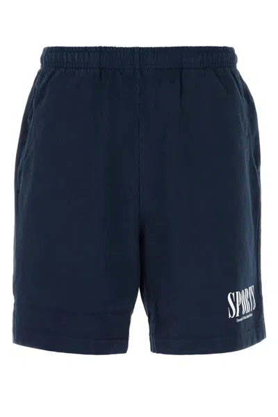 Sporty &amp; Rich Midnight Blue Cotton Bermuda Shorts In Black