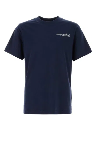 Sporty &amp; Rich Navy Blue Cotton T-shirt
