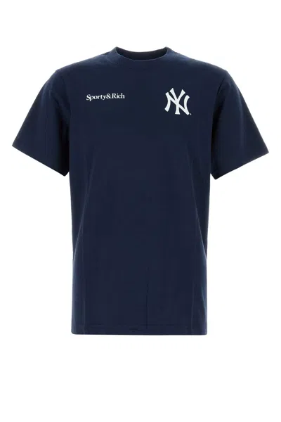 Sporty &amp; Rich Navy Blue Cotton T-shirt