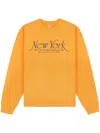 Sporty &amp; Rich Ny 94 Crewneck Faded Gold Navy In Faded Gold