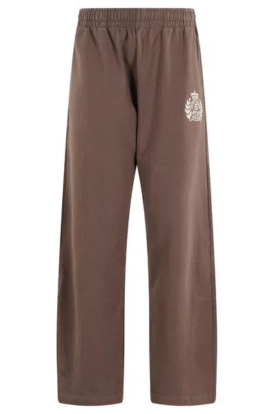 Sporty &amp; Rich Ny Crest Embroidered Wide Sweatpant In Purple