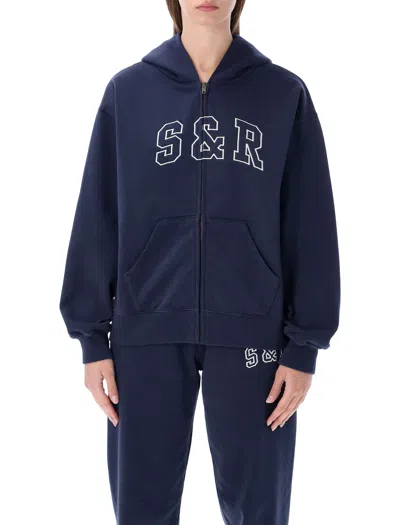 SPORTY &AMP; RICH SPORTY & RICH S&R IVY ZIP HOODIE IN NAVY