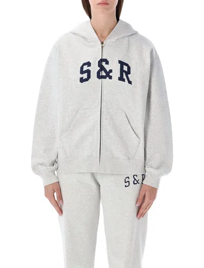 SPORTY &AMP; RICH SPORTY & RICH S&R IVY ZIP HOODIE IN MELANGE GREY